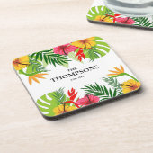 Tropische bladeren en bloemen - Aangepaste achtern Bier Onderzetter (Linkerzijde)