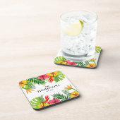 Tropische bladeren en bloemen - Aangepaste achtern Bier Onderzetter (Rechterzijde)