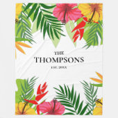 Tropische bladeren en bloemen - Aangepaste achtern Fleece Deken (Voorkant)