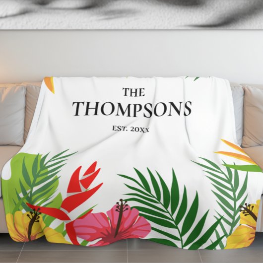 Tropische bladeren en bloemen - Aangepaste achtern Fleece Deken