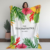 Tropische bladeren en bloemen - Aangepaste achtern Fleece Deken