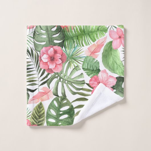 Tropische bladeren en bloemen bad handdoek (Wasdoekje)