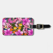 Tropische bladeren en bloemen bagagelabel (Voorkant horizontaal)