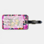 Tropische bladeren en bloemen bagagelabel (Achterkant horizontaal)