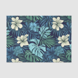 Tropische bladeren en bloemen blauw en wit tissuepapier