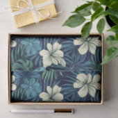 Tropische bladeren en bloemen blauw en wit tissuepapier (Geschenk)