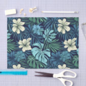Tropische bladeren en bloemen blauw en wit tissuepapier (Craft)