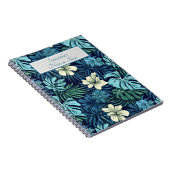 Tropische bladeren en bloemen blauw notitieboek (Rechterzijde)