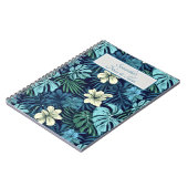 Tropische bladeren en bloemen blauw notitieboek (Linkerzijde)