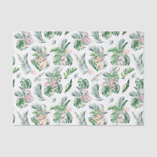 Tropische bladeren en bloemen botanisch tissuepapier (Voorkant)