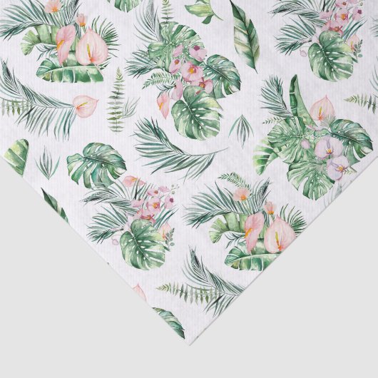 Tropische bladeren en bloemen botanisch tissuepapier (Detail)