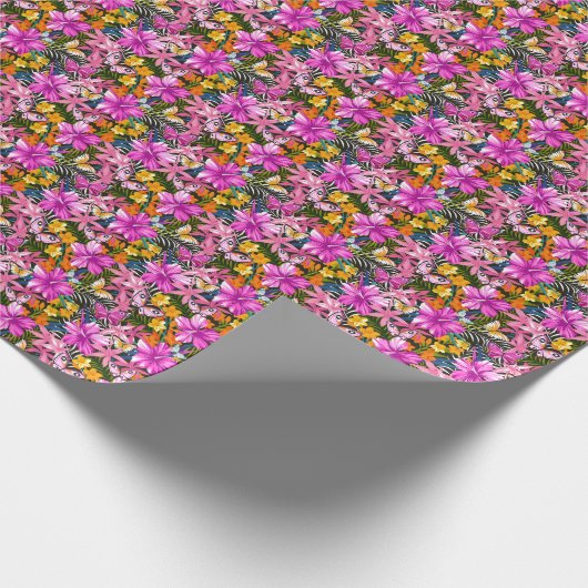 Tropische bladeren en bloemen cadeaupapier (Hoek)