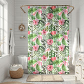 Tropische bladeren en bloemen douchegordijn