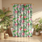 Tropische bladeren en bloemen douchegordijn