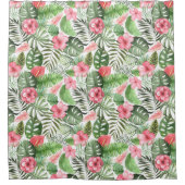 Tropische bladeren en bloemen douchegordijn (Voorkant)