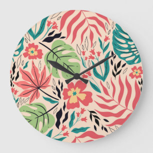Tropische bladeren en bloemen: Fusion Grote Klok