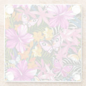 Tropische bladeren en bloemen glazen onderzetter (Achterkant)