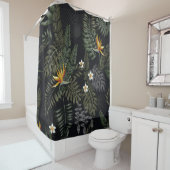 Tropische bladeren en bloemen in de nachtelijke st douchegordijn (In situ)