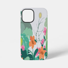 Tropische bladeren en bloemen in pasteltinten iPhone 12 mini hoesje