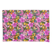 Tropische bladeren en bloemen kussensloop (Voorkant-Links)