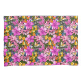 Tropische bladeren en bloemen kussensloop (Voorkant-Rechts)