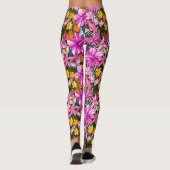 Tropische bladeren en bloemen leggings (Achterkant)
