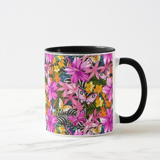 Tropische bladeren en bloemen mok (Rechts)