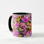 Tropische bladeren en bloemen mok (Voorkant links)