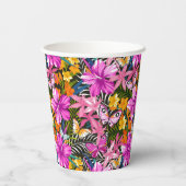 Tropische bladeren en bloemen papieren bekers (Achterkant)