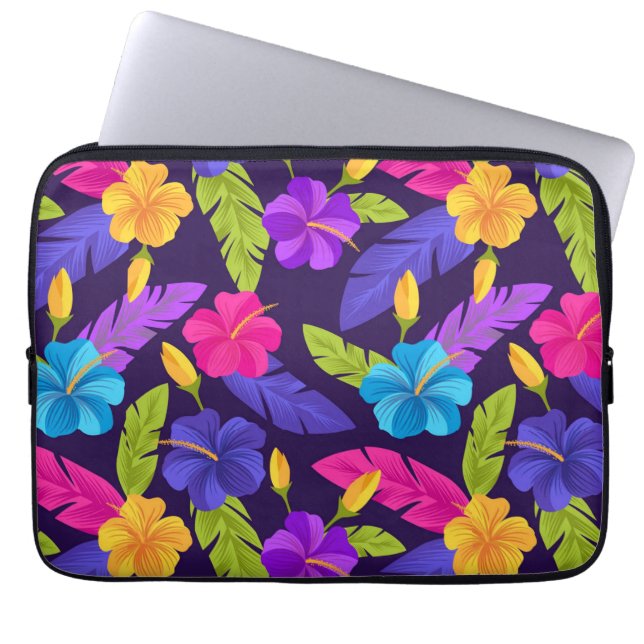Tropische bladeren en bloemen Patroon-23857 Laptop Sleeve (Voorkant)