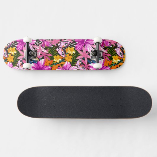 Tropische bladeren en bloemen persoonlijk skateboard (Horizontaal)
