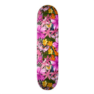 Tropische bladeren en bloemen persoonlijk skateboard