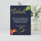 Tropische bladeren en bloemen Retro bruiloft Informatiekaartje (Staand voorkant)