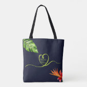 Tropische Bladeren en Bloemen Retro Hart Bruidsmei Tote Bag (Achterkant)
