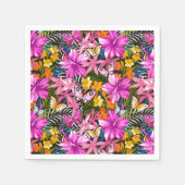 Tropische bladeren en bloemen servet (Voorkant)