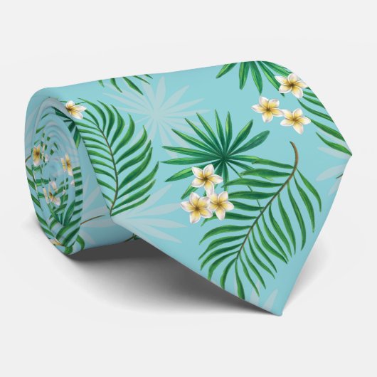 Tropische bladeren en bloemen stropdas (Opgerold)