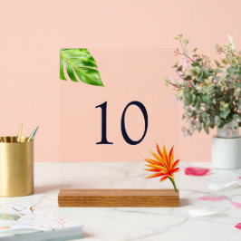 Tropische bladeren en bloemen Tafelnummer Acryl Bord