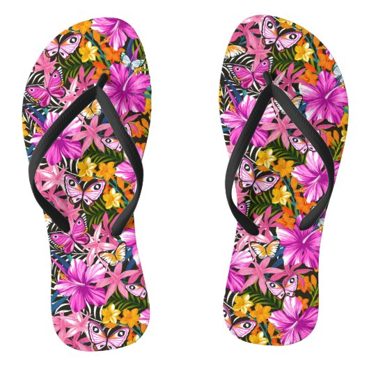 Tropische bladeren en bloemen teenslippers (Voetbed)