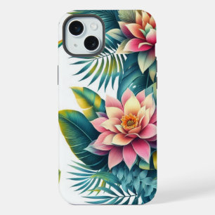 Tropische bladeren en bloemen telefoonhoesje iPhone 15 plus case
