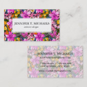 Tropische bladeren en bloemen visitekaartje (Voorkant / Achterkant)