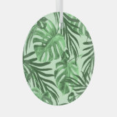 Tropische bladeren en bloemen, waterverf. glas ornament (Voorkant Rechts)