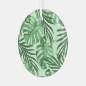 Tropische bladeren en bloemen, waterverf. glas ornament (Voorkant links)