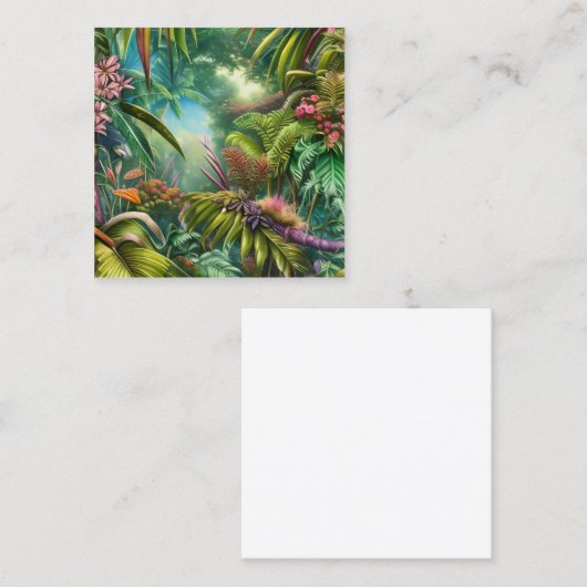 Tropische bladeren en bloemen zijn beroemd om hun vierkante visitekaartje (Voorkant / Achterkant)