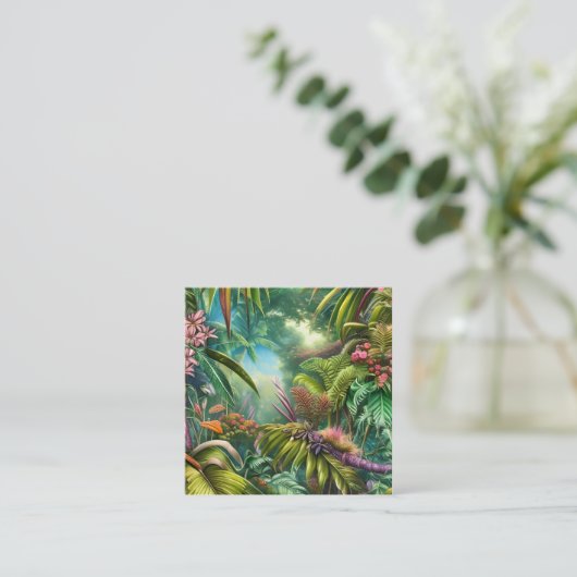 Tropische bladeren en bloemen zijn beroemd om hun vierkante visitekaartje (Staand voorkant)