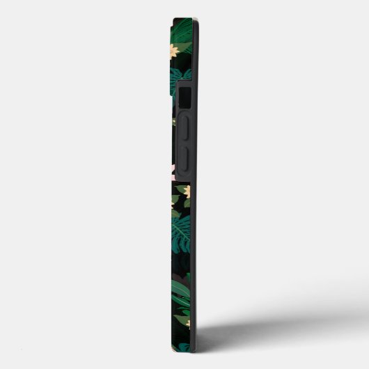 Tropische bladeren en bloemen - zwart patroon Case-Mate iPhone case (Achterkant / Links)