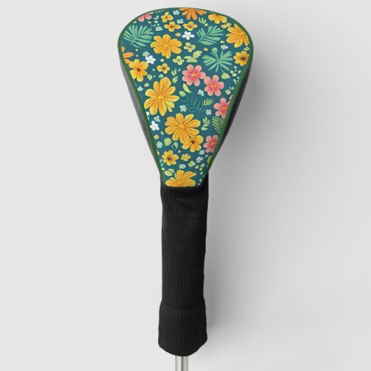 Tropische bladeren en bloesems golfheadcover (Voorkant)
