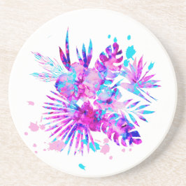 Tropische bladeren en bloesems zandsteen onderzetter