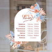 Tropische bladeren en boog open uren venster klamp raamsticker