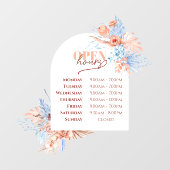 Tropische bladeren en boog open uren venster klamp raamsticker (Vel)