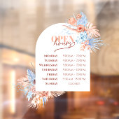 Tropische bladeren en boog open uren venster klamp raamsticker (Vel 2)